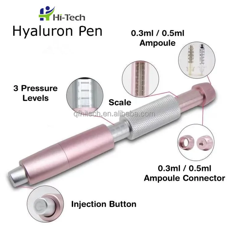 CE Approved Lip Filler Hyaluronic Pen No Needle Injection Gun With 0.3ml 0.5ml Disposable Ampoule And Extractor