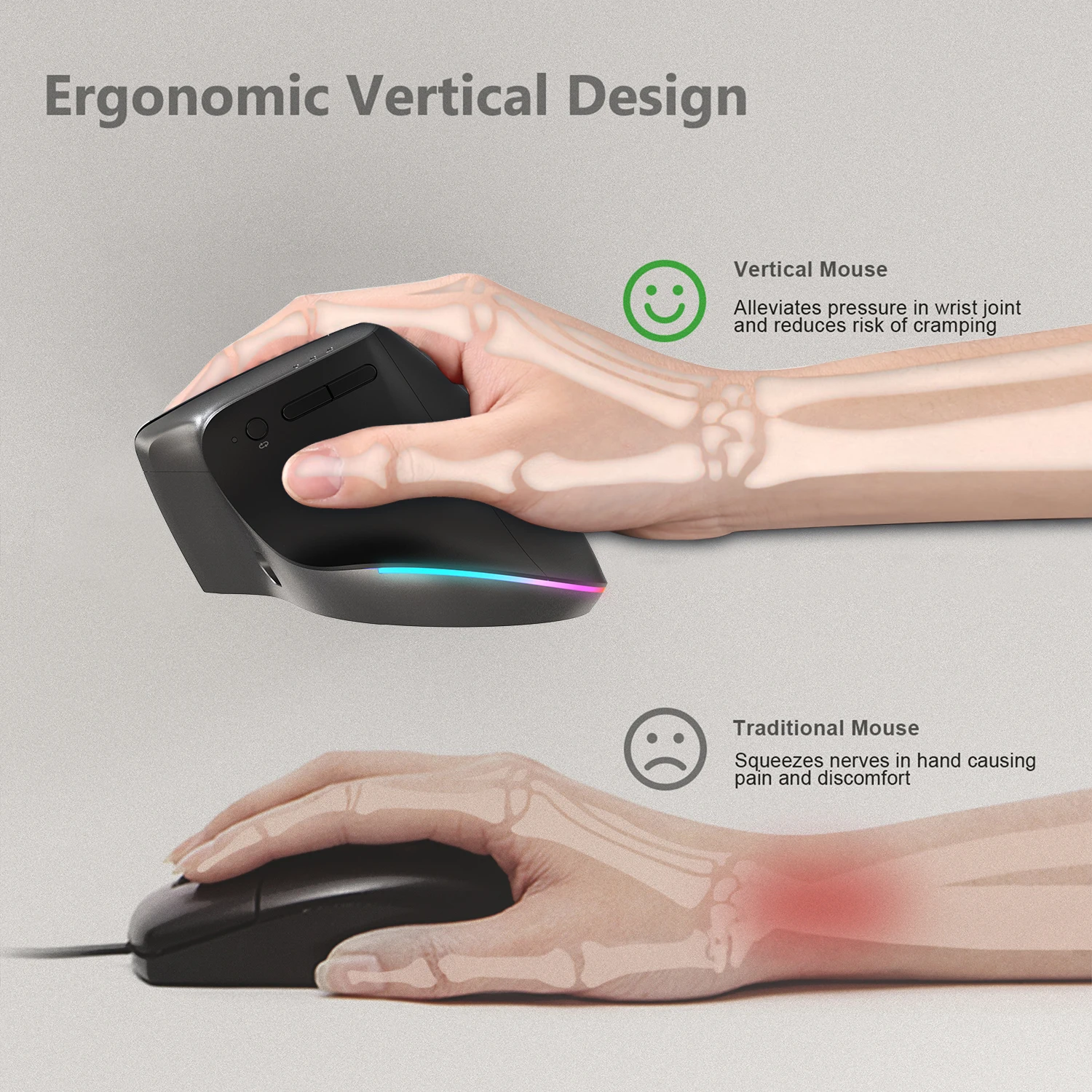 COUSO Factory Wholesale OEM ODM Custom Mouse Computer Rechargeable Wireless Bluetooth Mouse Computer Ergonomic Rgb Mouse