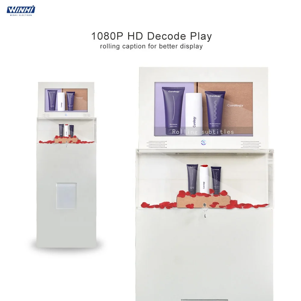 Customized retail shoe store 21.5inch Floor Standing lcd display cabinet Acrylic showcase display