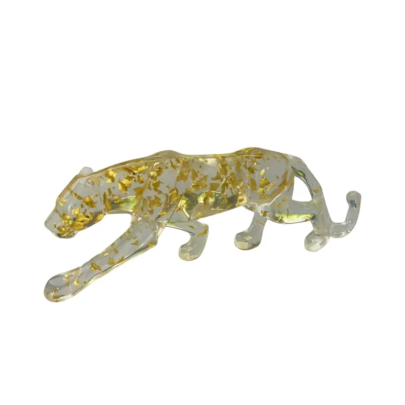 Luxury Home Office Decorative Transparent Acrylic Leopard Statue Handicrafts Money Sculpture for Home Art Anime Great Gift Idea