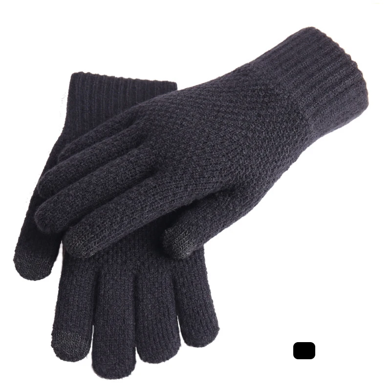 Chinese manufacturers OEM Customized men Autumn winter Type Wool Knitted Touch Screen  Gloves  Motorcycle riding Non Slip Mitten