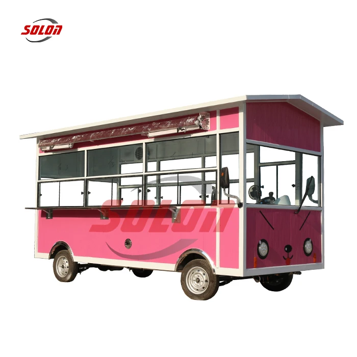 Electric Kitchen Mobile Fruits Food Vending Lunch Food Push Sandwich Cart Van Truck