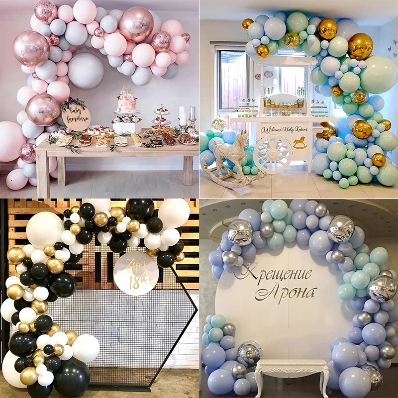 Macaron Balloons Garland Arch Black Silver Rose Gold 4D Ballon Set Wedding Birthday Baloon Party Decor Kids Baby Shower Globos