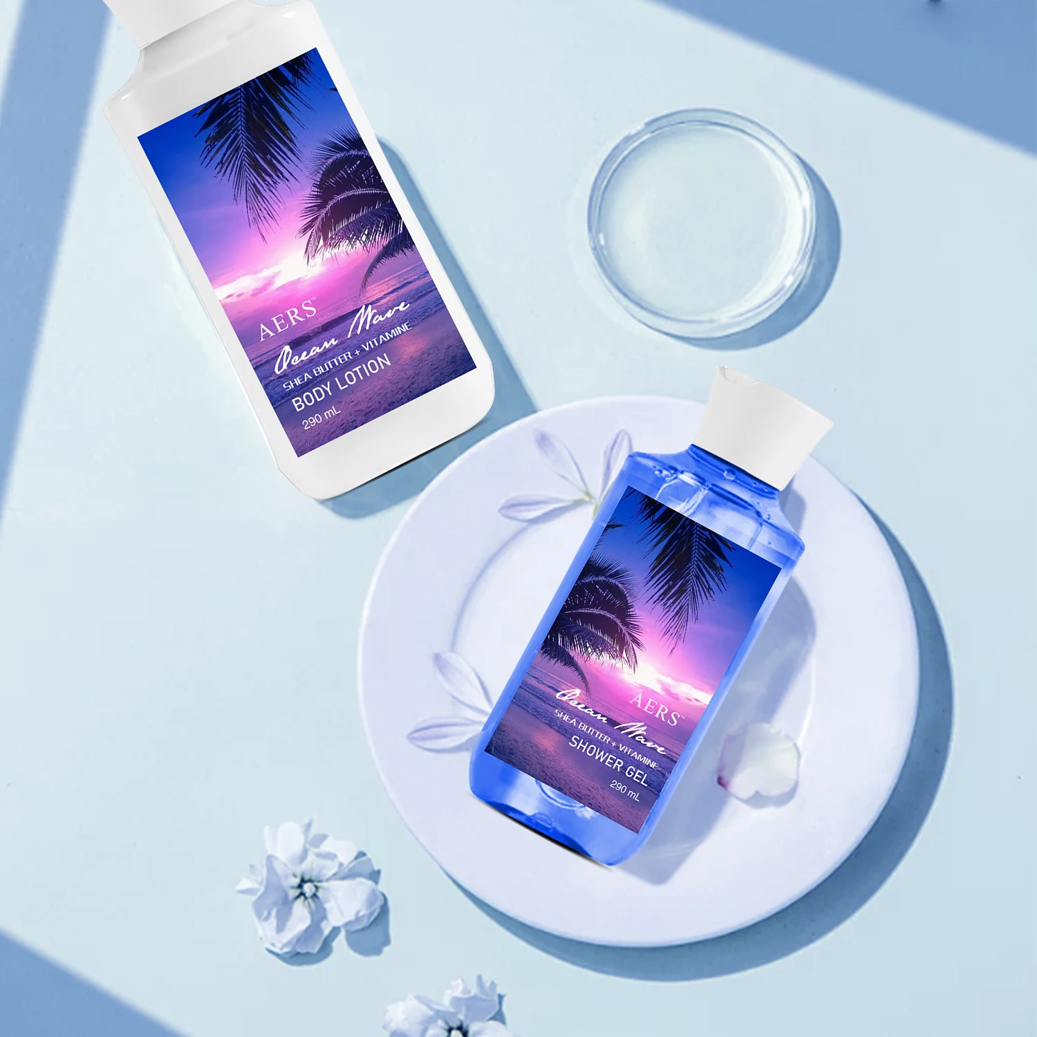 AERS 3pcs Bath Sets 200ml Body Mist with 290ml Shower Gel with 290ml Works for Lady BAG Packing Spray Floral Female BODY MIST AN