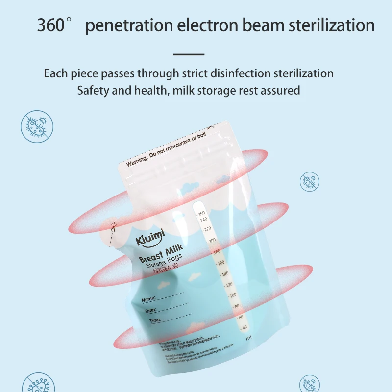 kiuimi breast milk fresh keeping bag milk storage bag can hold 250ml capacity 30 pieces in a box