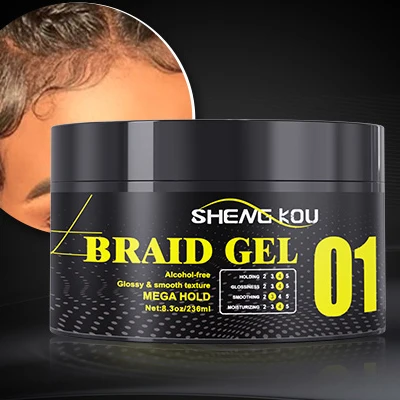 Custom logo private label medium to extreme hold olive oil alcohol-free condition curly braid gel for braiding hair