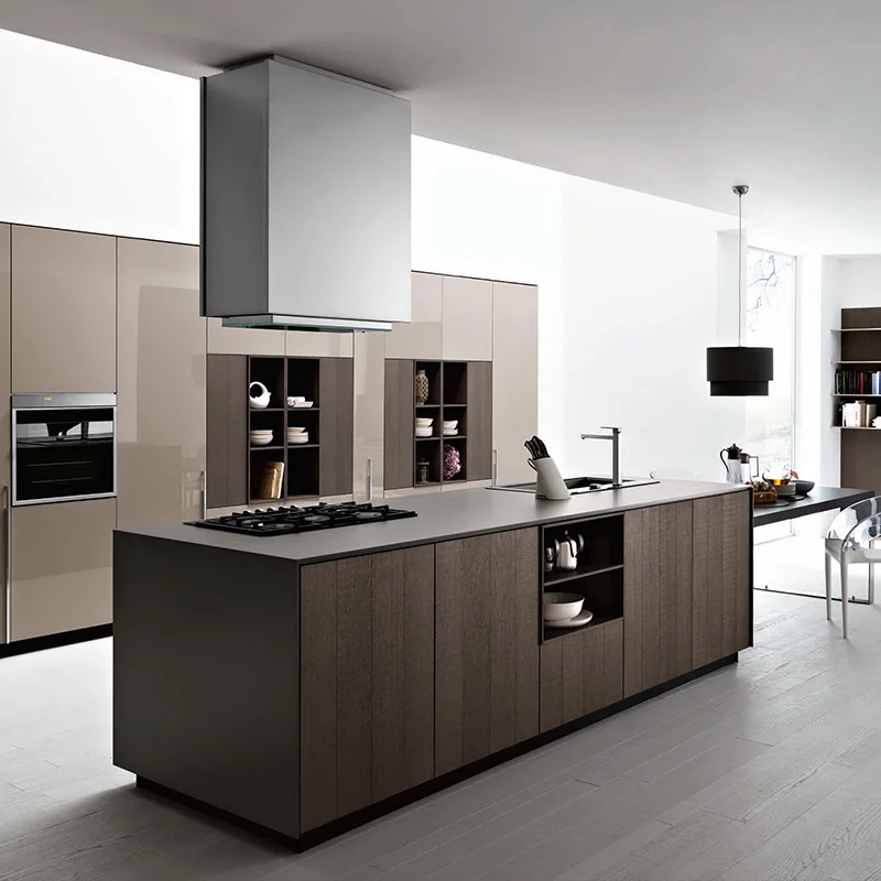 Hot Sale Modern Design Ready Customized Wall Floor Stand Quartz Sintered Stone Countertop Sink Base Plywood Kitchen Cabinet