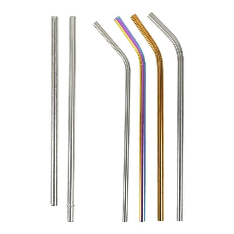 
Custom Logo Metal Straw Set Set of 6 Reusable Stainless Steel Metal Straws 2 Straight 2Bent 2 Brushes 