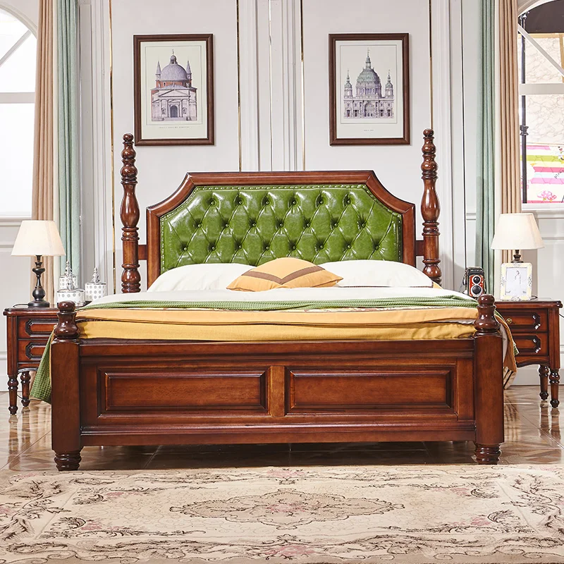 Bedroom Furniture Delicate Modern Style Master Bedroom Double Bed Solid Wood Height Box Bed
