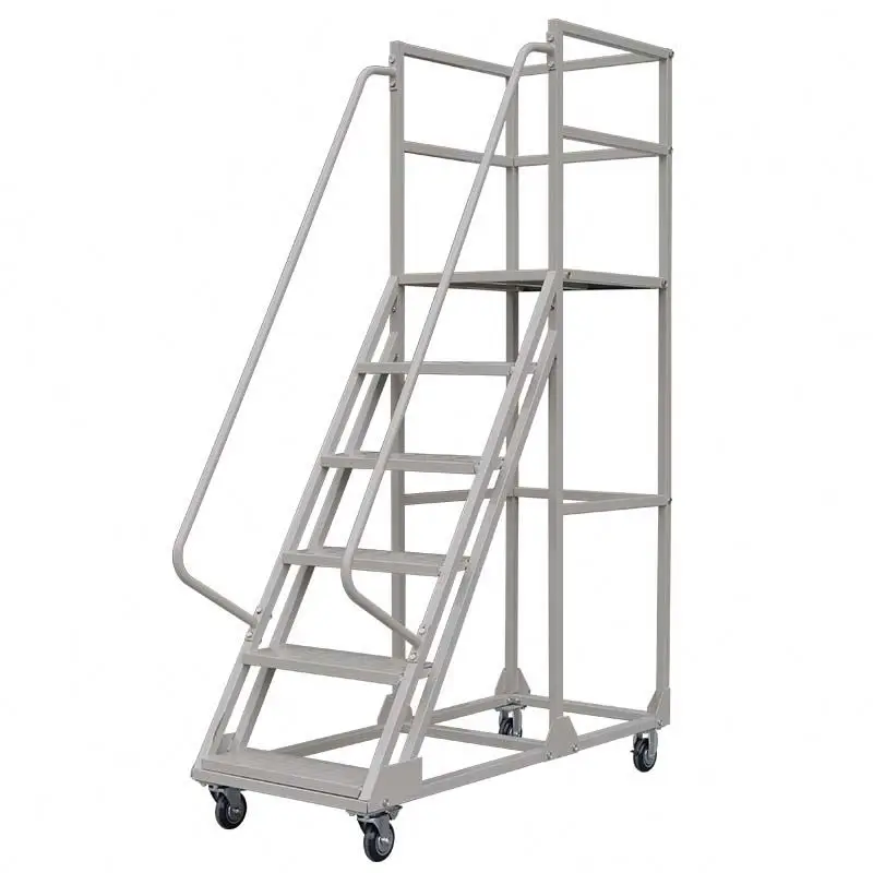 Pomelohome four step ladder multilayer ladder steel aluminum step ladder with wheels