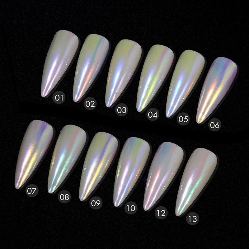 Nail Art Decoration  2 in 1 Magic Solid Aurora Nail Mirror Powder 12 Colors for Choosing Chrome Pigment