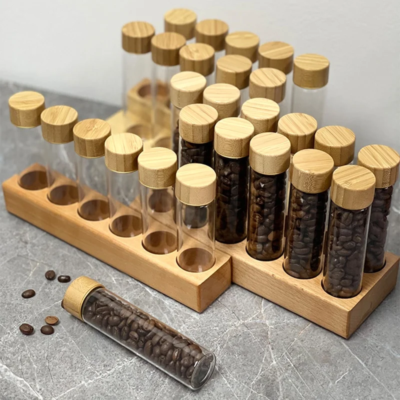 Coffee Beans Tools Glass Test Tubes Small Distributor Display Rack Stand Supplies Glass Container Coffee Bean Storage Tube