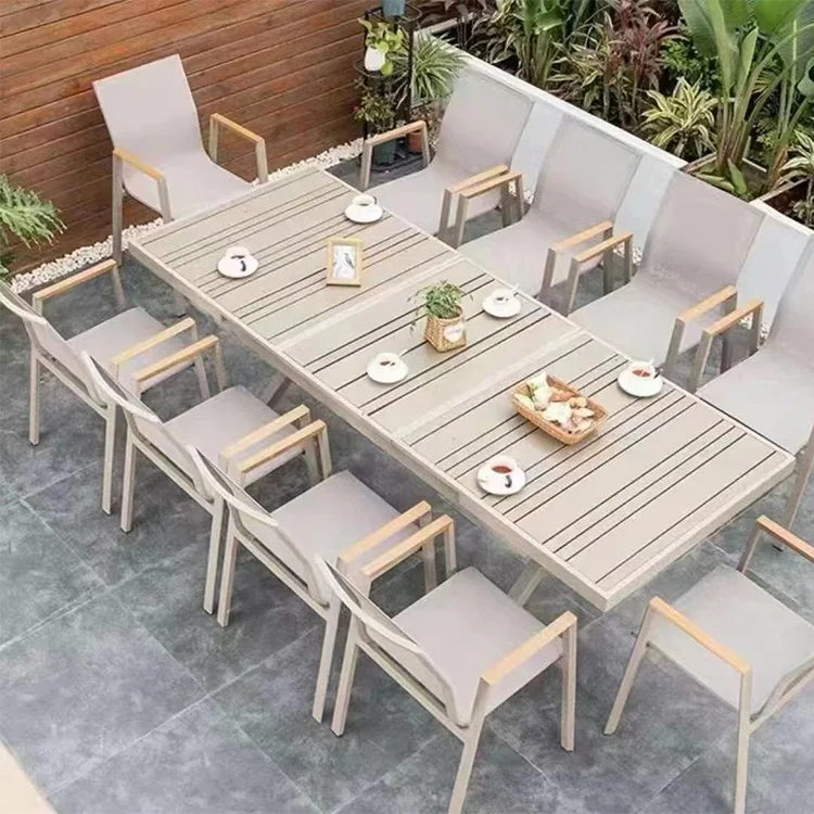 Luxury Modern Outdoor Dining Table And Chair Set 10 Person Patio Square Outdoor Dining Set