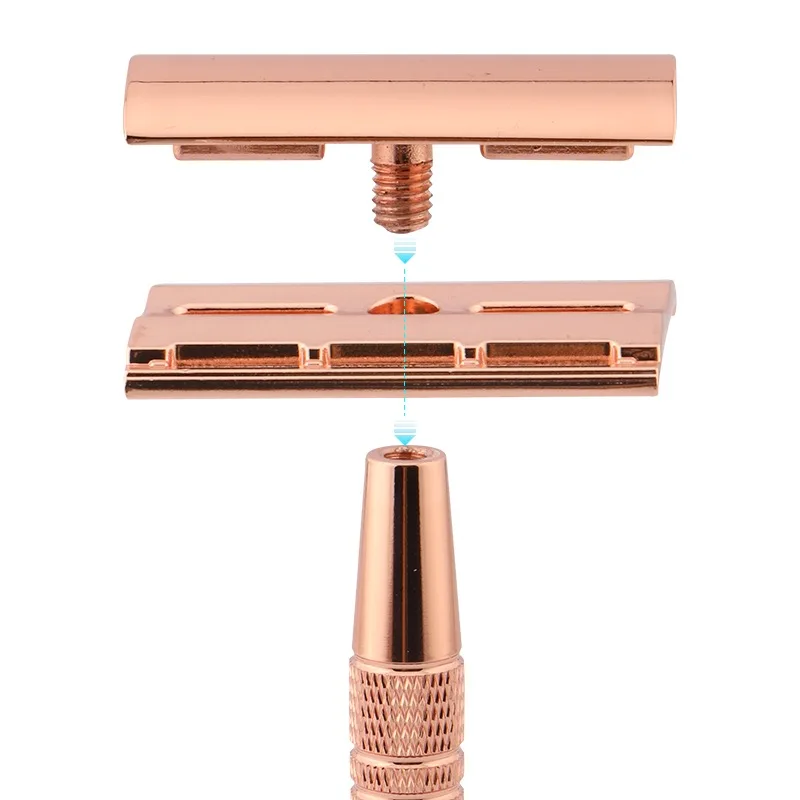 Hot Selling New design double edge blades shaving safety razor rose gold travel reusable safety razor