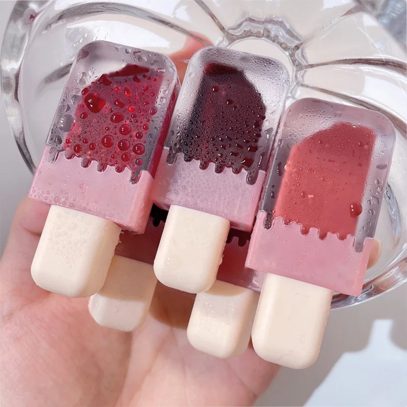 from lot Cute Ice Cream Lip Gloss Moisturizing Lip Glaze Lip Gloss Vegan Cosmetics Makeup Wholesale Custom