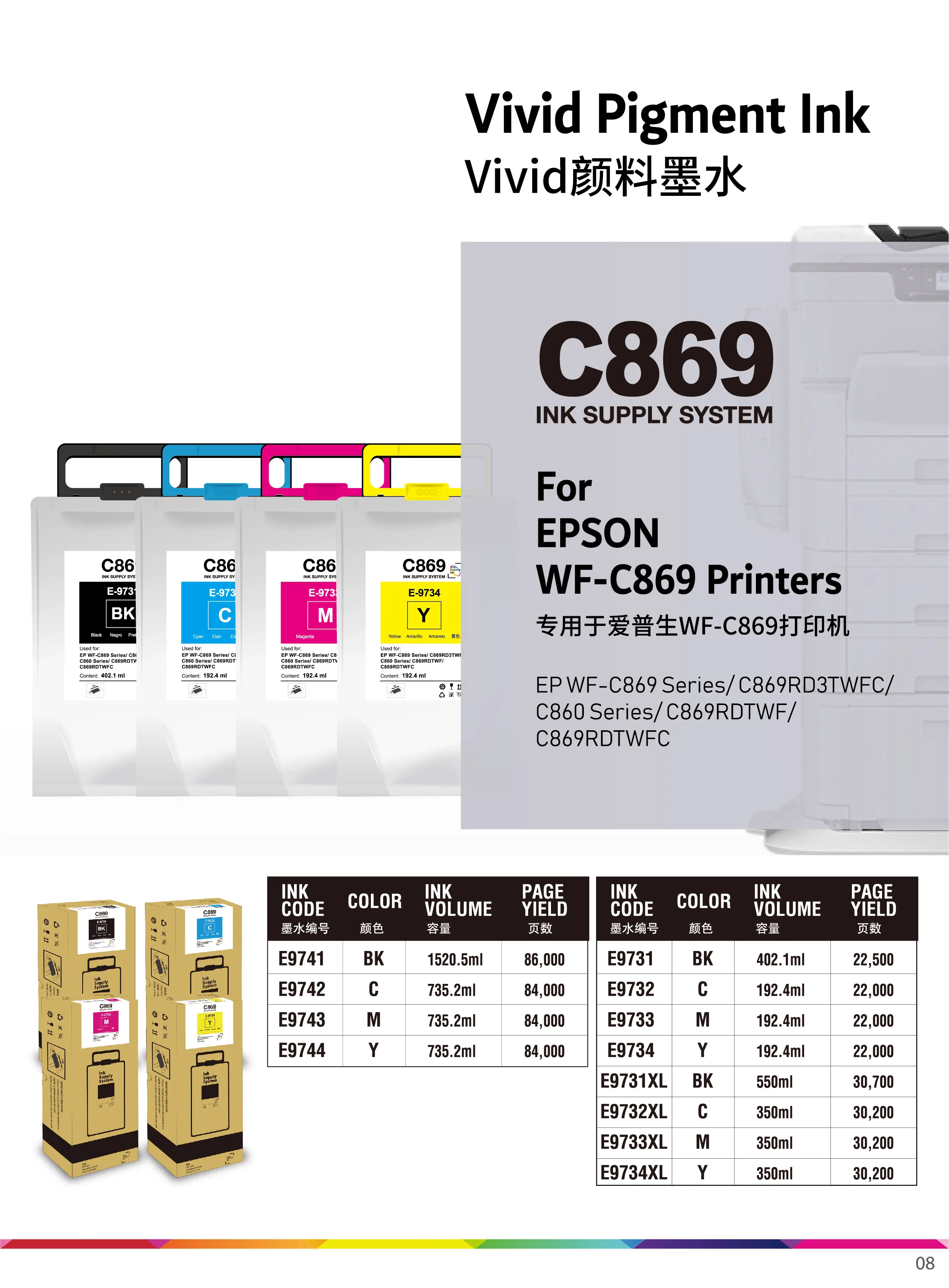 Trendvision EP WF-C869 Series C869RD3TWFC C860 Series Continuous Ink Supply Systems For Epson WorkForce Pro Printers CISS