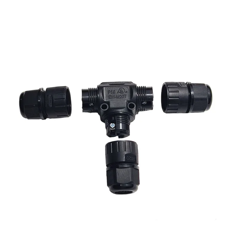 M20T 4 Pin Waterproof Connector T Shape Cable Terminal Block Junction Box Outdoor Lighting Electric Connection Box