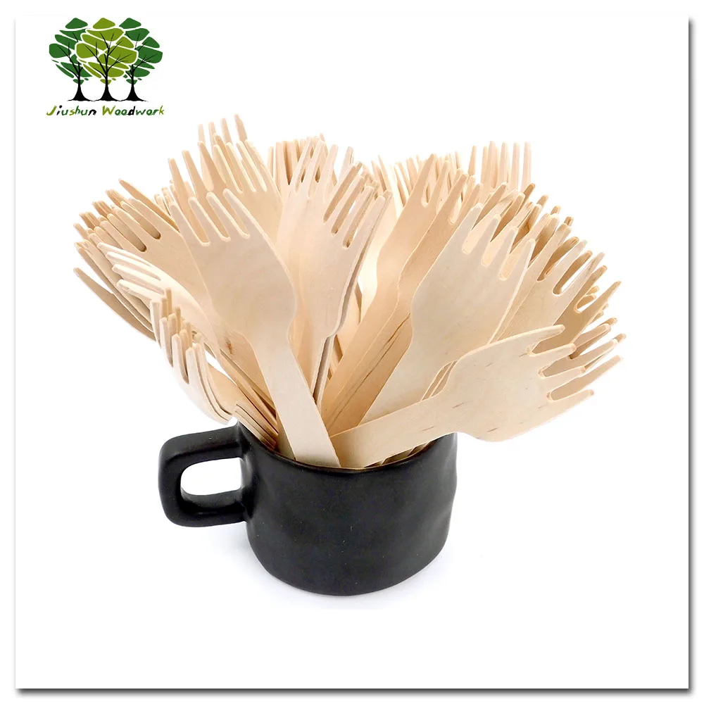 Biodegradable bulk birch wood spoon / forks / knives wooden cutlery