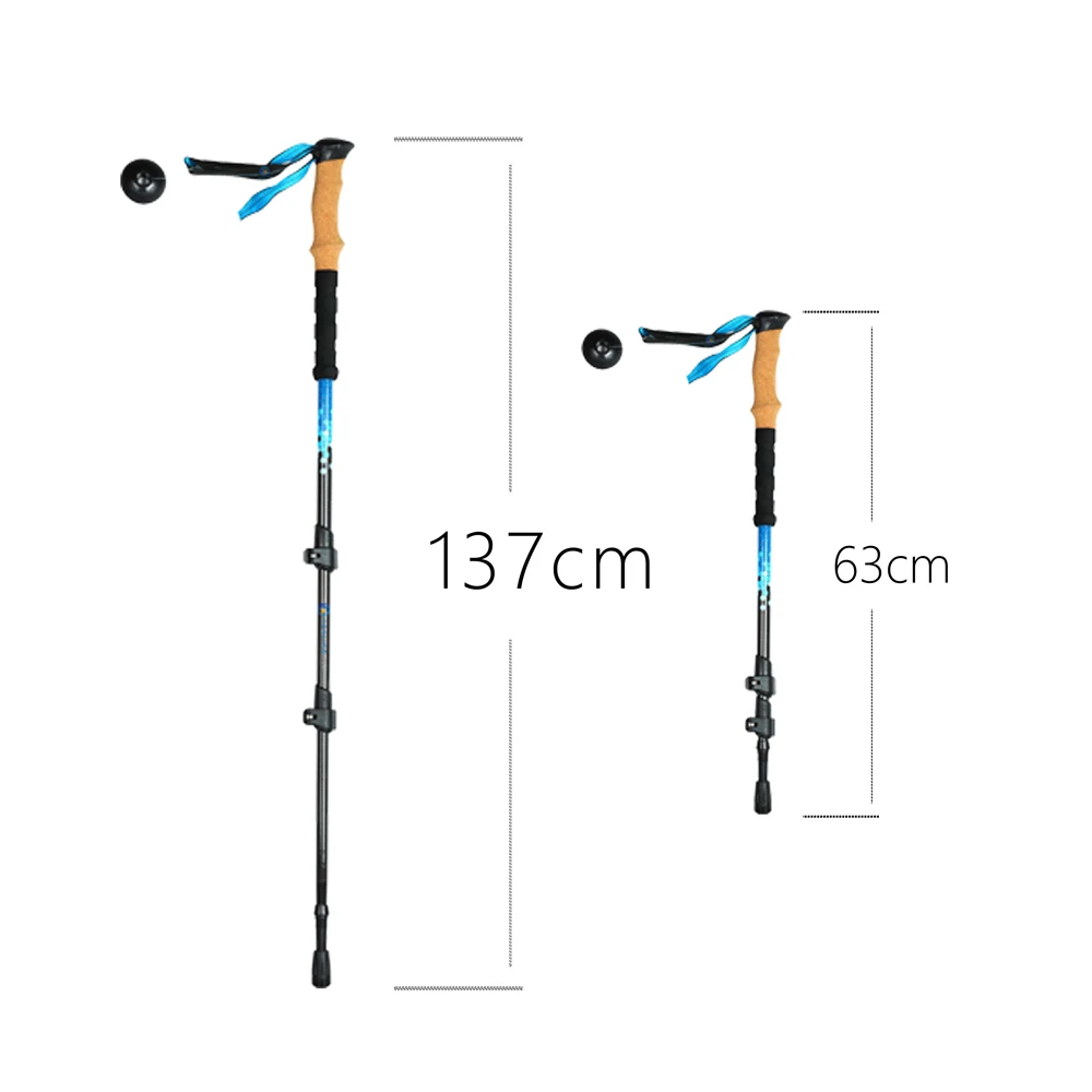 Black 3 Sections Adjustable Trekking poles Factory Manufacture Outdoor Stick 3K Carbon Fiber with Soft EVA Handle
