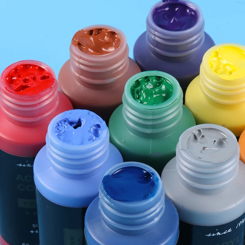 Safe High Color Rendering Professional Acrylics Painting Golden Metallic 24 Colors Acrylic Paints Set 60ml