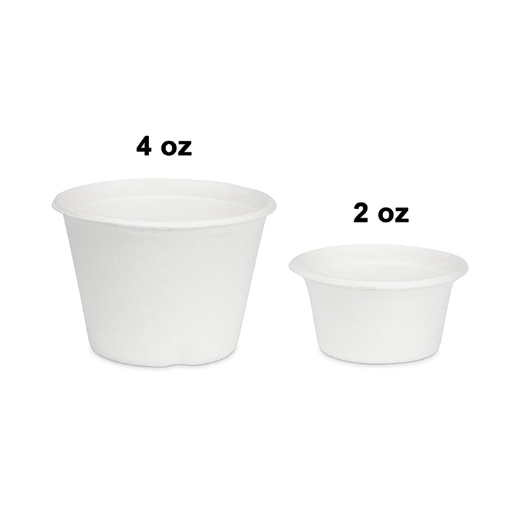 Biodegradable Sugarcane Bagasse Small 2 oz And 4 oz Cup Disposable Sauce Ice Cream Cup With Lid