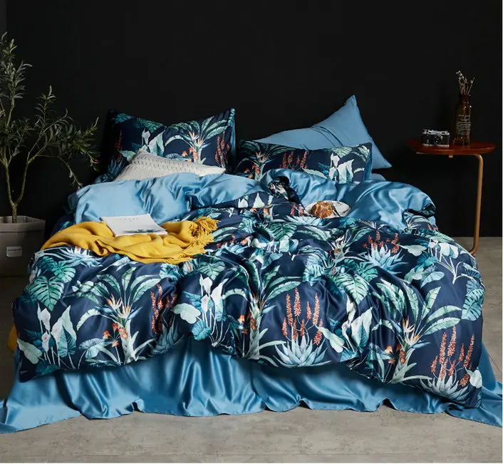 100% satin silk printed duvet cover