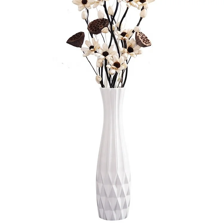 Ceramic Floor Large Vase 17.7 Inches White Modern Flower Tall Vases for Office Home Farmhouse Living Room