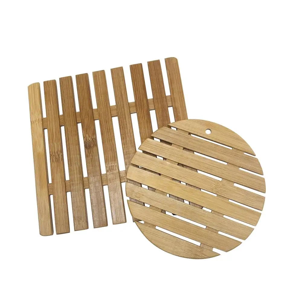 
Kitchen Counter Safe wooden Mats Hot Potholders SetKitchen coaster Creative bamboo tableware wholesale pot mat coasters 