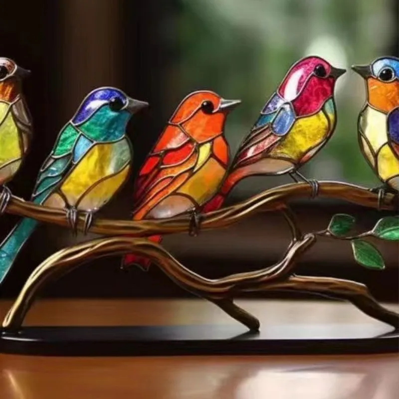 Hot Selling Metal Handicrafts Bird Home Ornaments Flat Creative Color Bird Decoration Iron Animal Stained Birds Decor