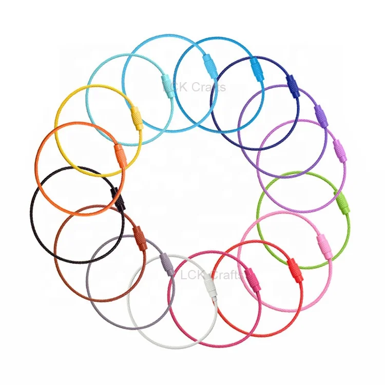 Stainless Steel Cable Key Ring Color Coated Wire Key Rings