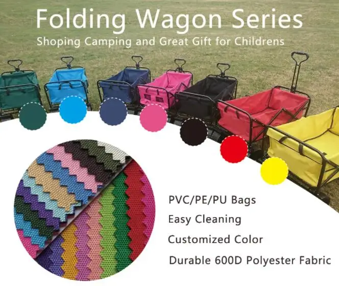 High Quality Trolley Cart Portable Folding Wagon Heavy Duty Steel Mesh Kids Folding Metal beach Wagon