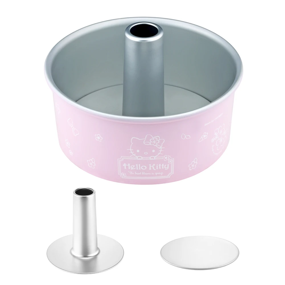 CHEFMADE 8 Inch Pink Aluminum Alloy Round Hollow Angel Food Cake Pan Baking Mold Chiffon Cake Mould Set