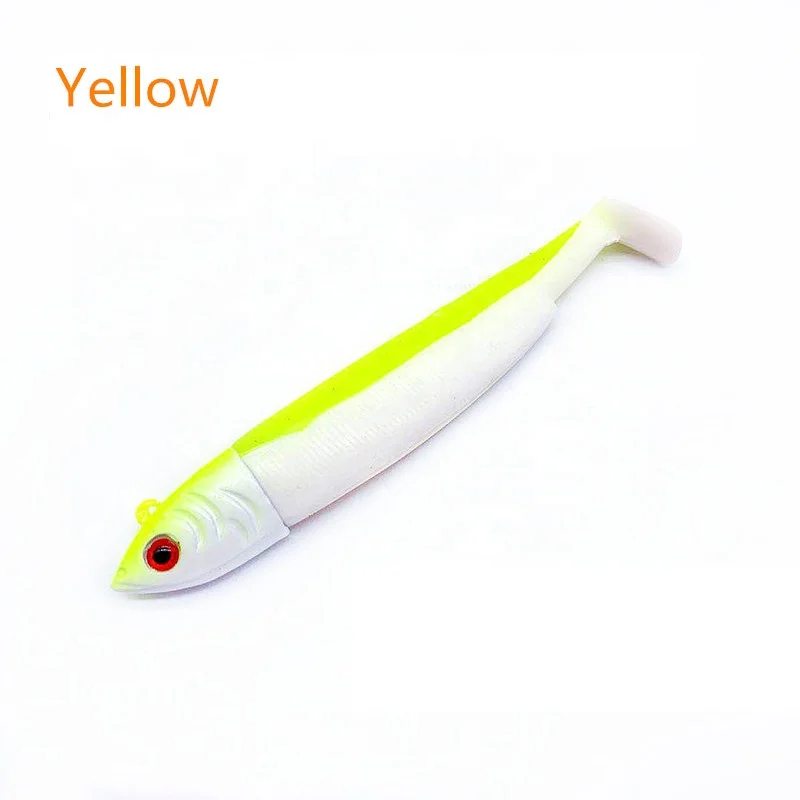 
Soft Lure Baits Red Head White Body Eel Fishing Lure Lead Jig Head Bait Pesca Tackle Wobblers Lures 