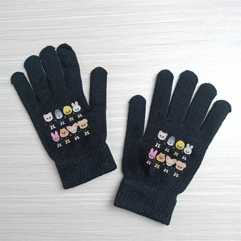 Детские вязаные варежки KPOP Stray Kids SKZOO женские и мужские зимние кавайные теплые шерстяные Straykids фанаты подарок товар