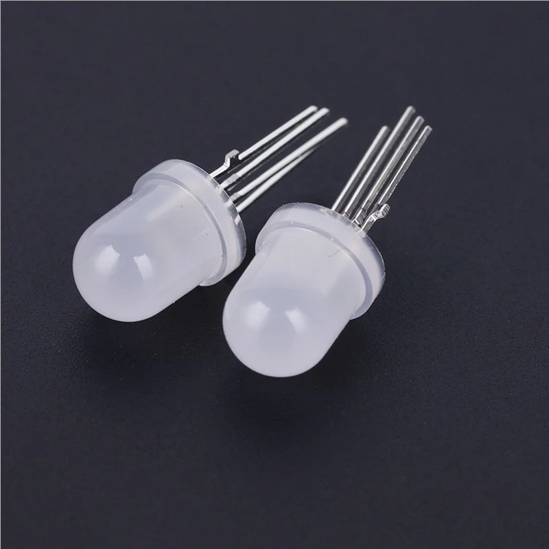 RoHS CE warranty 5 years white diffused super brightness 10mm round 4pin rgb led diode have Tab