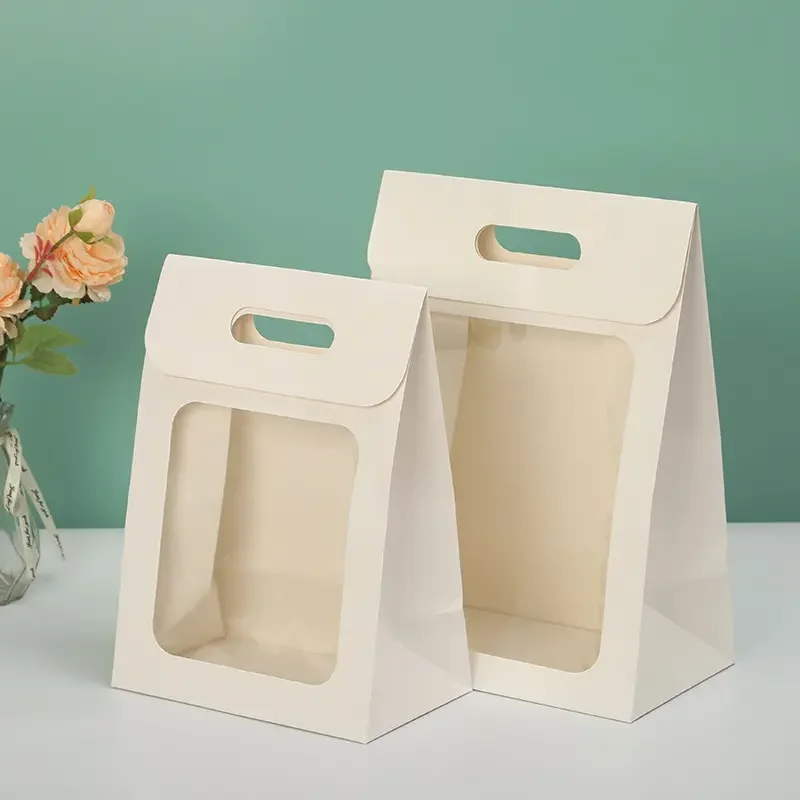 Portable paper gift bags with transparent window wholesale price