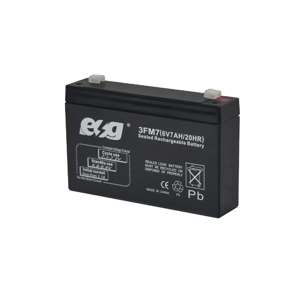 ESG  10 Years Life Span6 Volt 7Amp Rechargeable Agm Type Lead Acid 6v5ah Smf Battery