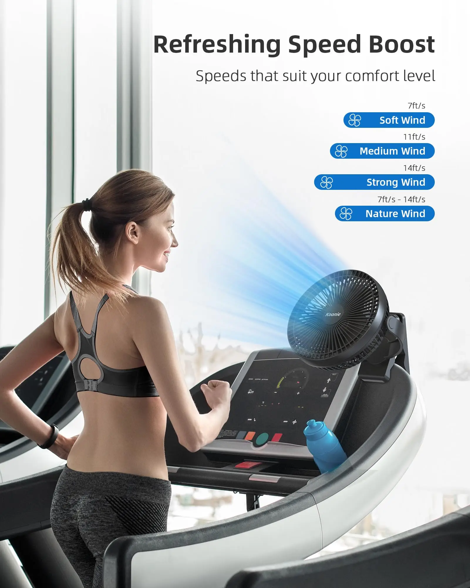 USB Rechargeable Portable 8 Inch Clip Fan Outdoor Golf Cart Gym 5 Blade Clip on Fan 10000mAh Battery Charger Table Desk Clip Fan