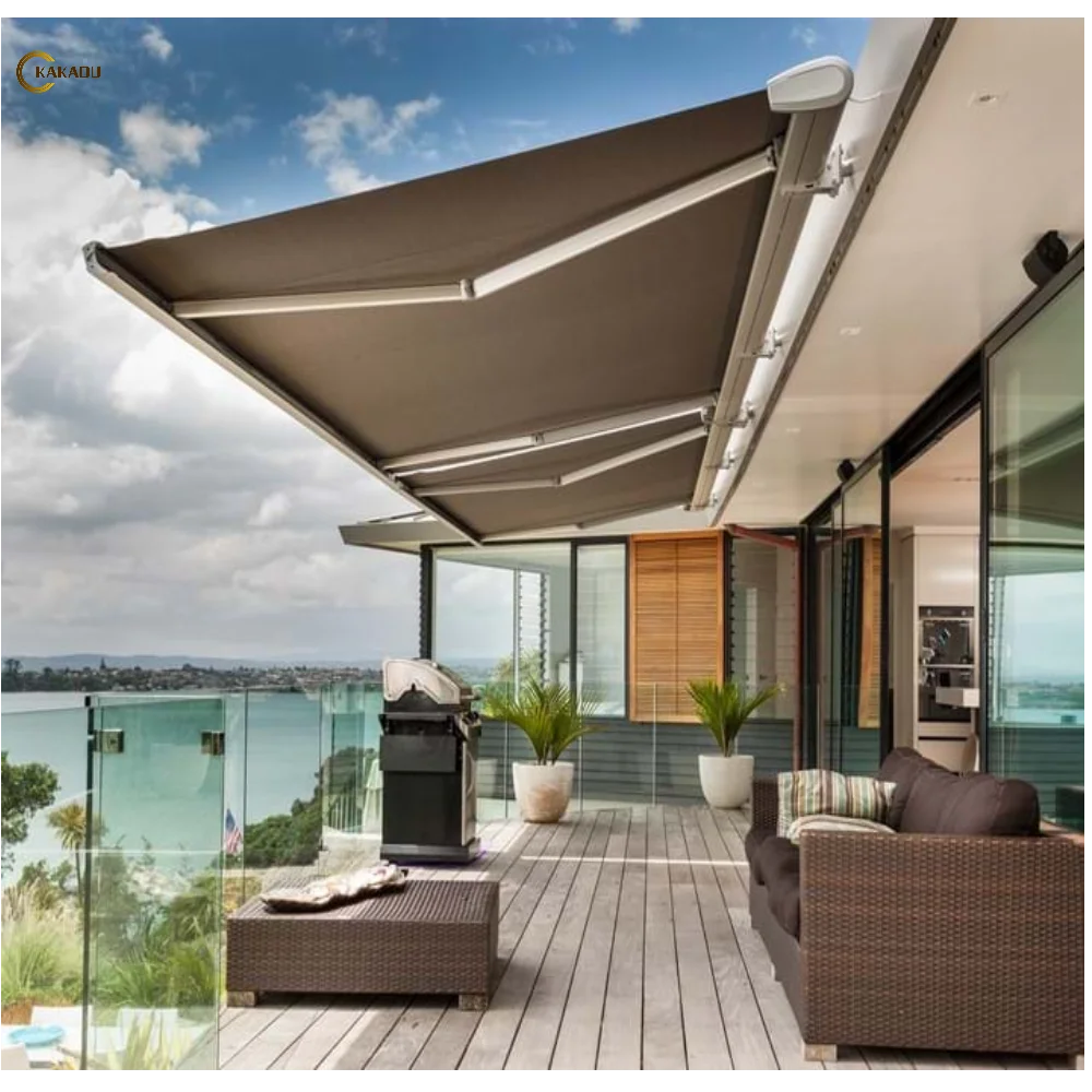 KAKADU Wall Mounted Motorized Manual Awning Waterproof Awning Retractable Patio Balcony Awning Outdoor