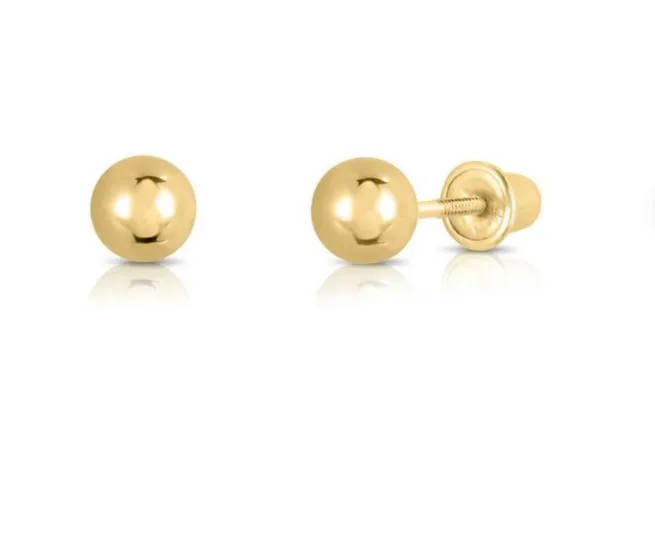 14K Gold Ball Stud Earrings 3mm,4mm,5mm,6mm ,7mm Or 8mm Round Minimalist Jewelry 14k Gold Plated Gold Studs Earrings
