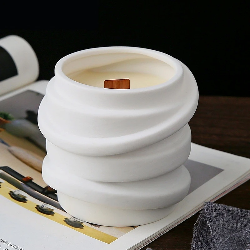 Pot Bougie Recipiente Para Velas Custom Wholesale White Black 12 Oz Unique Empty Ceramic Jar Candle Vessel For Candle Making