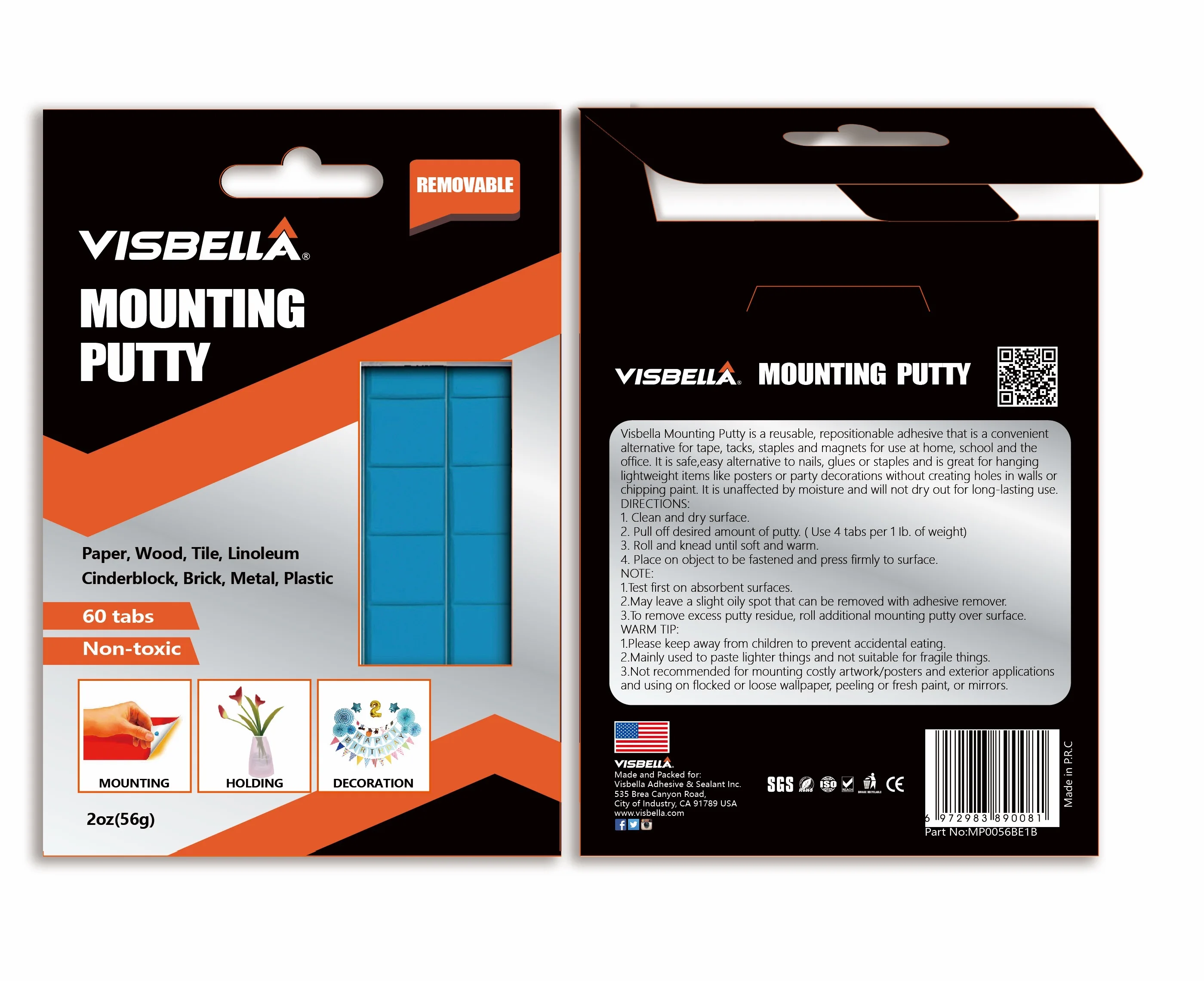 Visbella Removable Multi-purpose Blue Sticky Poster Adhesive Glue Mounting Power Tack Putty