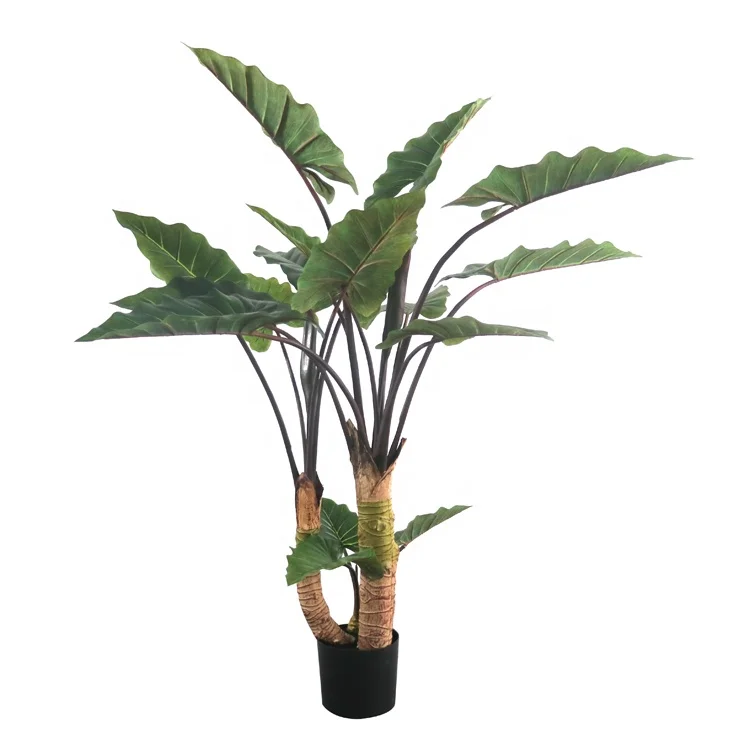 Garden decorative real touch artificial taro plant tree with pot for exporting