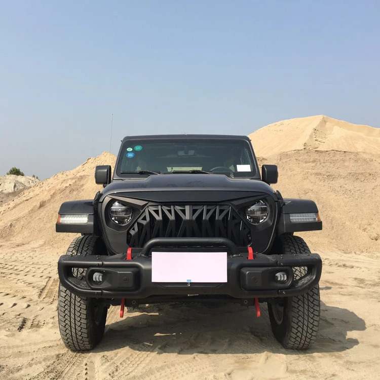 RayPG Grill Cover Factory Hot Selling Shark Grill Covers Black ABS Front Grille For Jeep Wrangler JL 2018 2019 2020 2021 2022