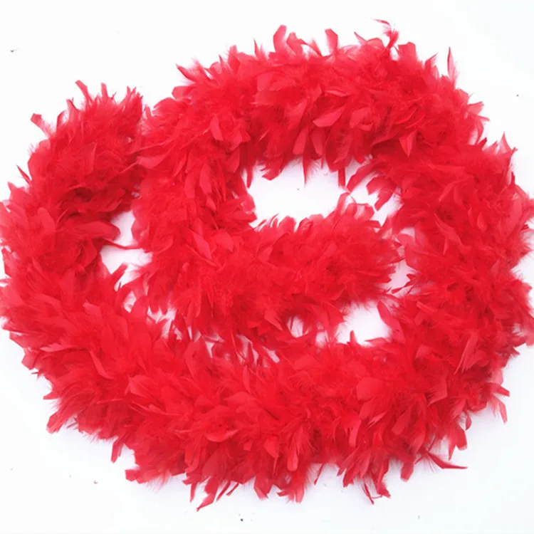 Wholesale best quality 120g Red turkey feather boa colorful party feather boa