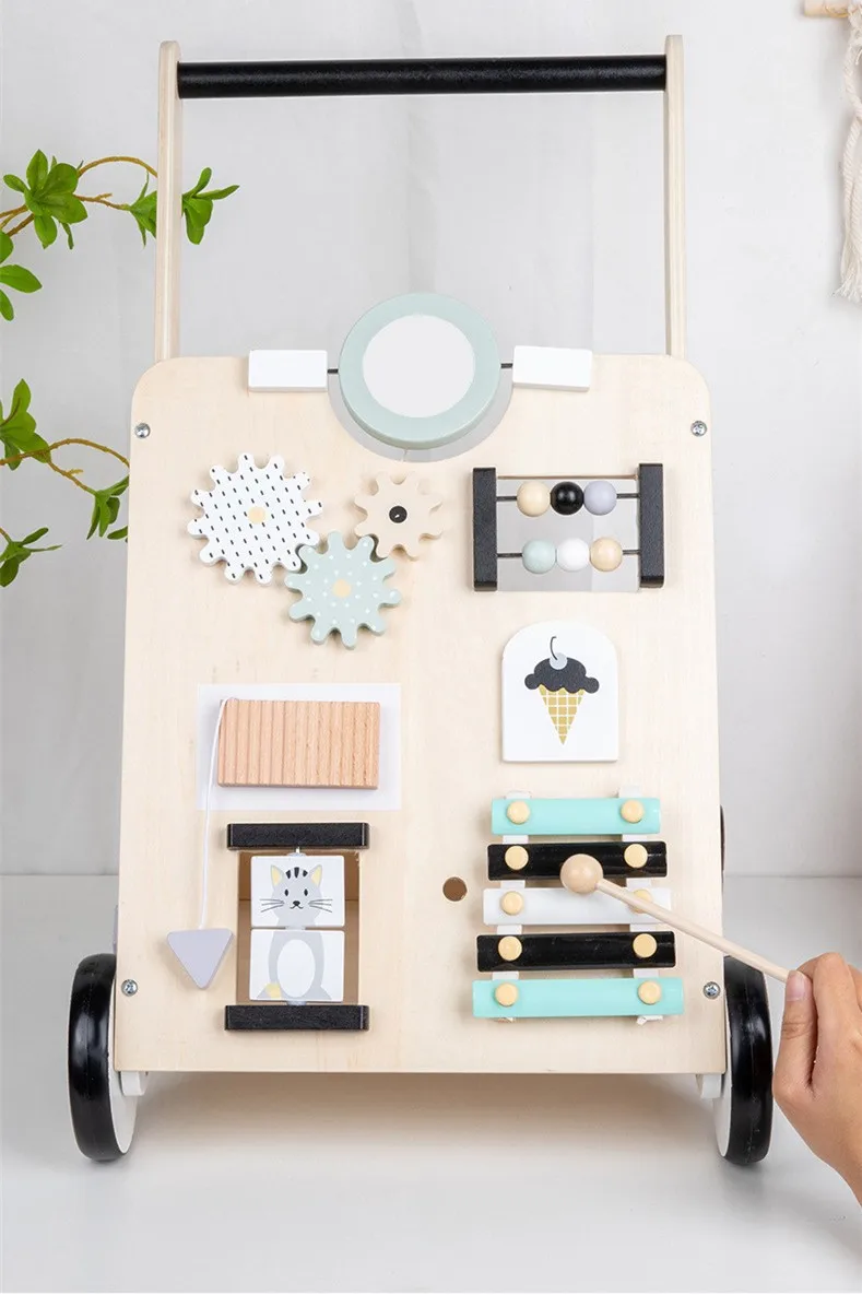 Montessori baby walker baby stroller anti roll over walking aid multifunctional wooden toys