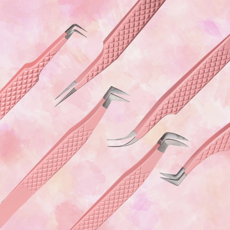 Private Label Professional Stainless Steel Lashes Tweezers Volume Tweezers Light Weight Eyelash Extension Tweezers