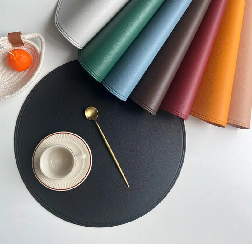 38*38CM Pressed Edge European Style Round PVC Placemat Hotel Dining Table Doily Insulation Pad Spot Home Coaster
