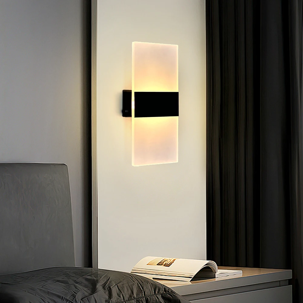 Acrylic Rectangular Rechargeable Wall Lamp Up Down Dimmable For Hallway Stairs Bedroom Bedside LED Magnetic Wall Lamp