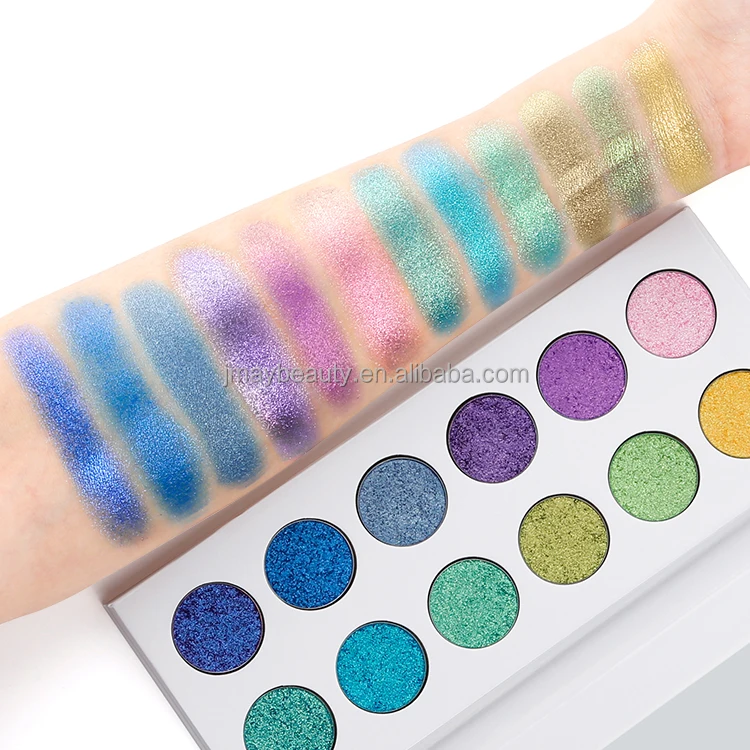 12 Colors Empty White Pallet Create Your Own Duo-chrome Makeup Palette Custom DIY Chameleon Pressed Eyeshadow